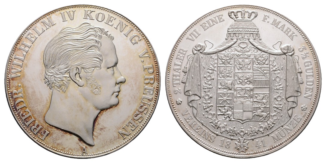  Linnartz Preussen, Doppeltaler 1841, Neuprägung 36,94/fein, 41 mm PP   