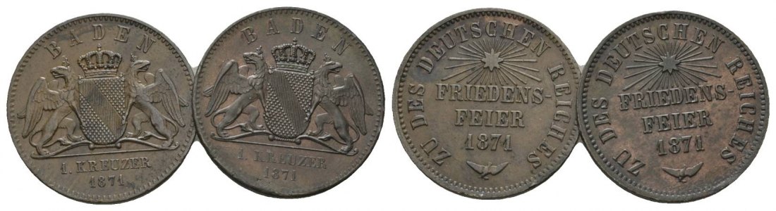  Altdeutschland, 2 Kleinmünzen 1871   