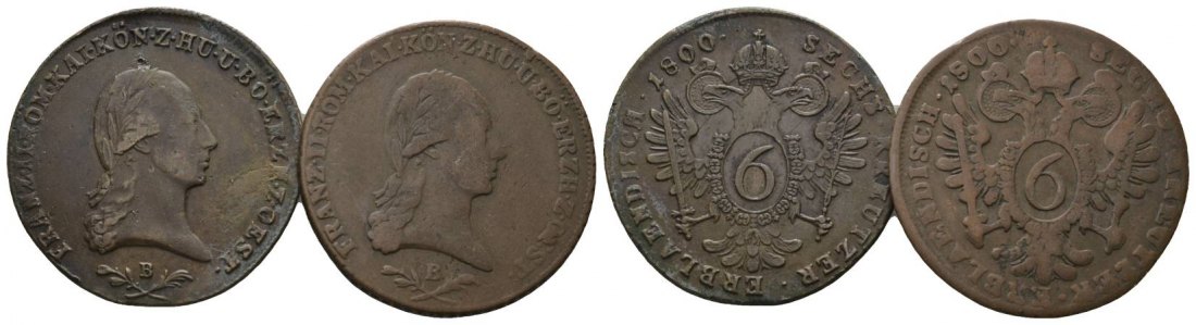  Haus Habsburg - Österreich, zwei Münzen (6 Cu Kreuzer 1800)   