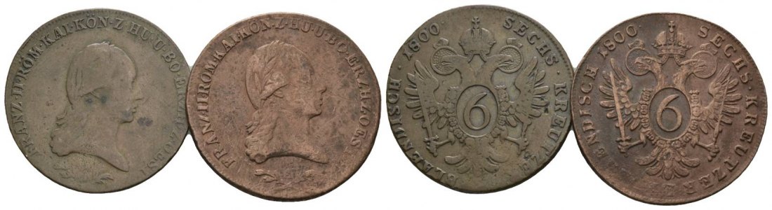  Haus Habsburg - Österreich, zwei Münzen (6 Cu Kreuzer 1800)   
