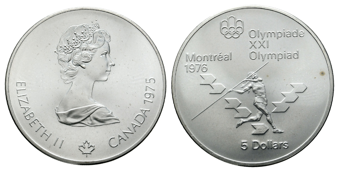  Canada, 5 Dollar 1975; AG 0,925, 24,3 g   