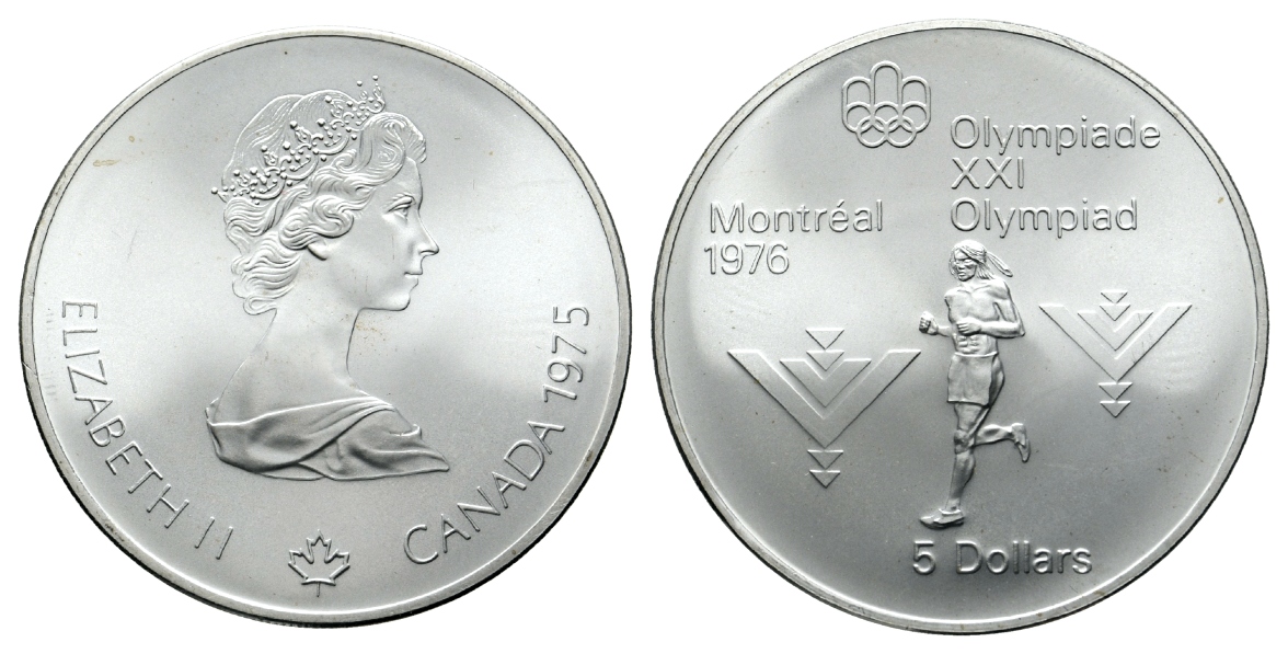  Canada, 5 Dollar 1975; AG 0,925, 24,3 g   