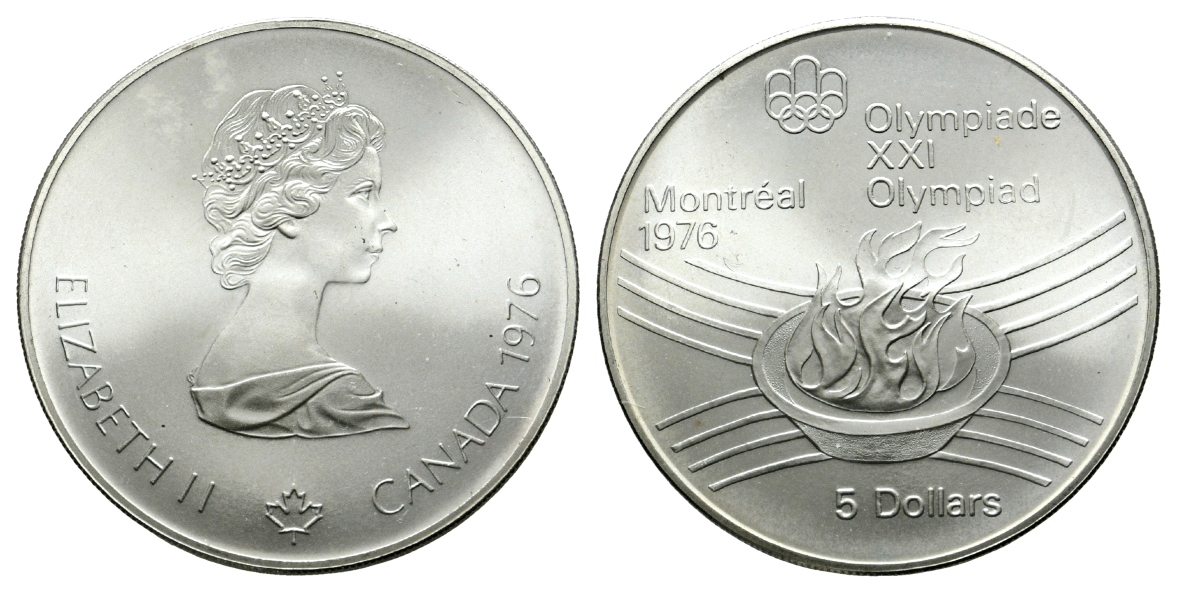  Canada, 5 Dollar 1976; AG 0,925, 24,3 g   