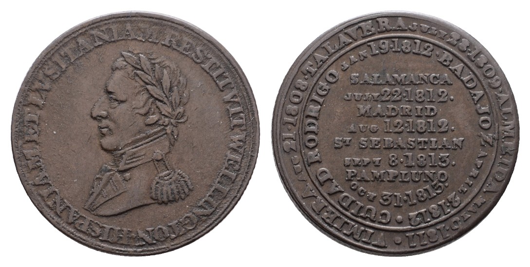  Linnartz KANADA-1/2 Penny Token 1812 Wellington Schlacht bei Rodrigo,Badajoz,Salamanca,Madrid   