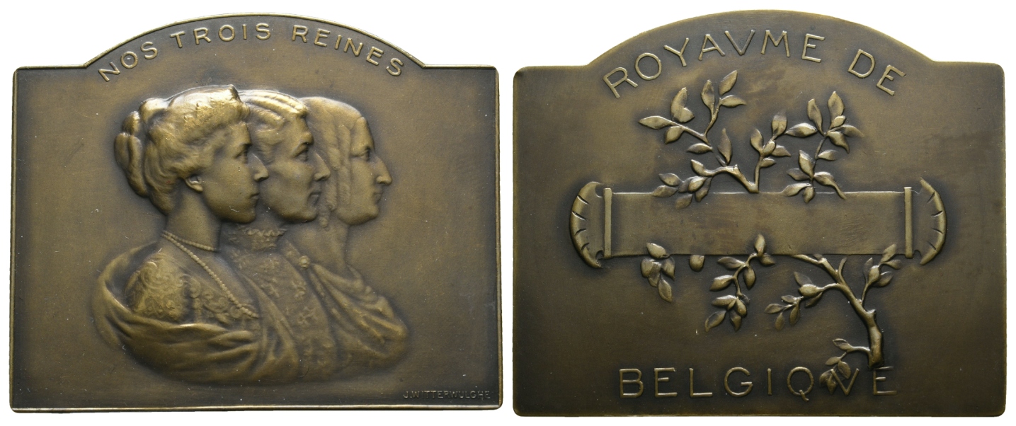 Belgien, Bronzeplakette o.J.; 66,83 g, 60x48,7 mm   