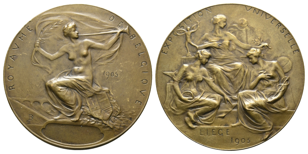  Belgien, Bronzemedaille 1905; 123,54 g, Ø 70 mm   