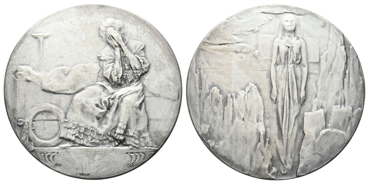  Medaille o.J., versilbert; 84,81 g, Ø 60 mm   