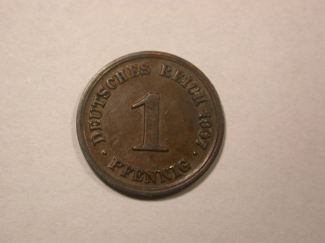  D04  KR  1 Pfennig 1907 D in ss+  Orginalbilder   