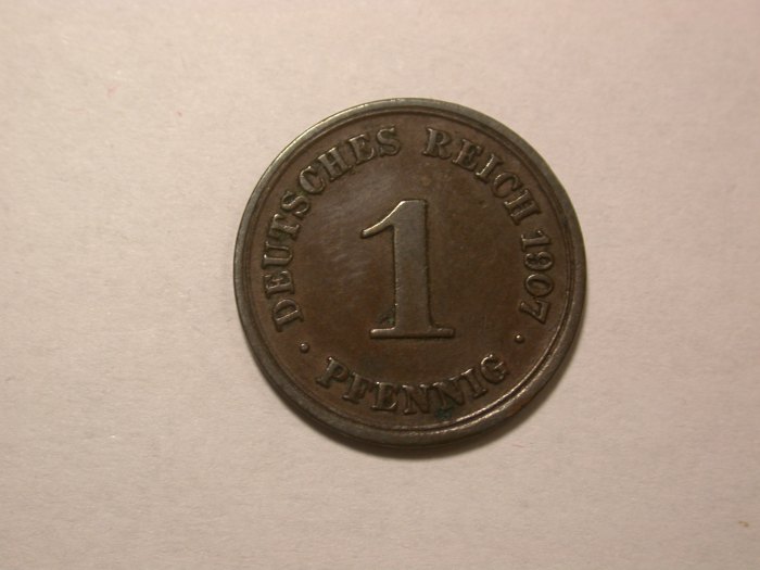 D04 KR 1 Pfennig 1907 F in f.ss Orginalbilder