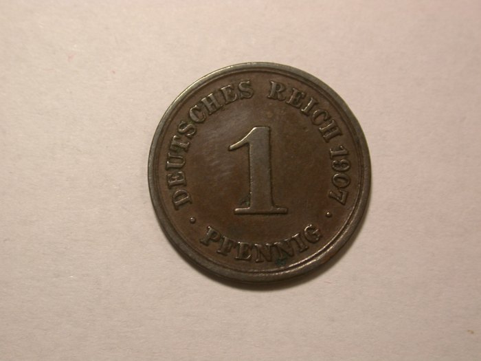  D04  KR  1 Pfennig 1907 F in f.ss  Orginalbilder   