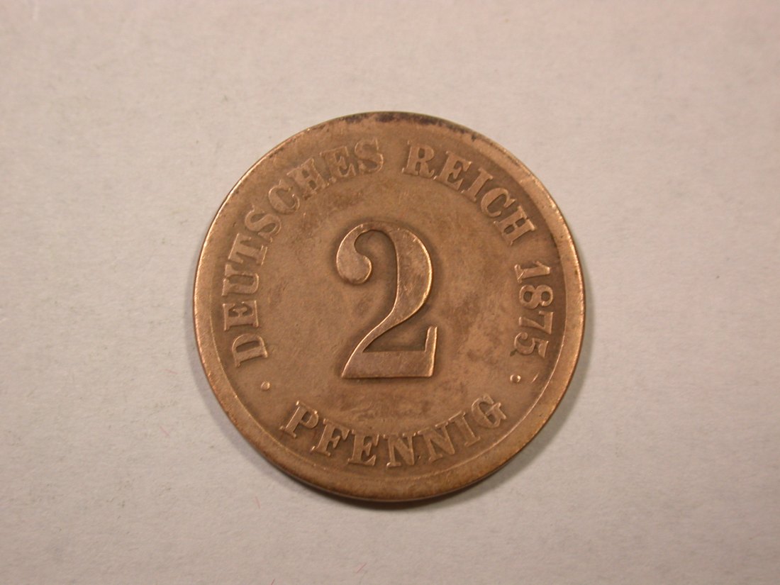  D04  KR  2 Pfennig 1875 F in f.s  Orginalbilder   