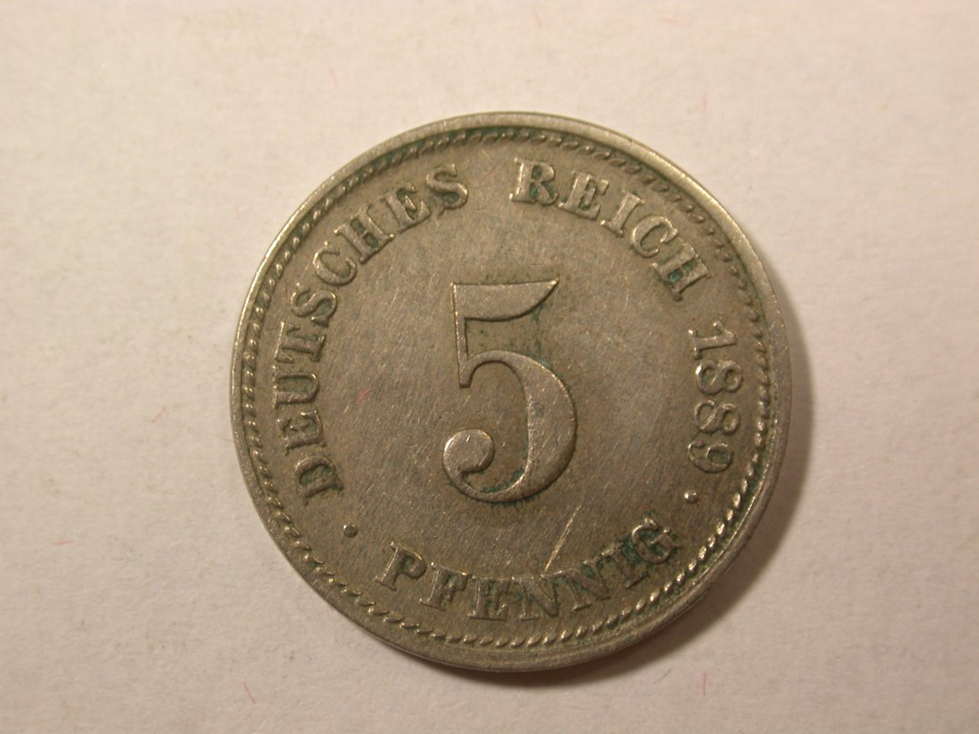  D04  KR  5 Pfennig 1889 D in ss+/ss-vz  Orginalbilder   
