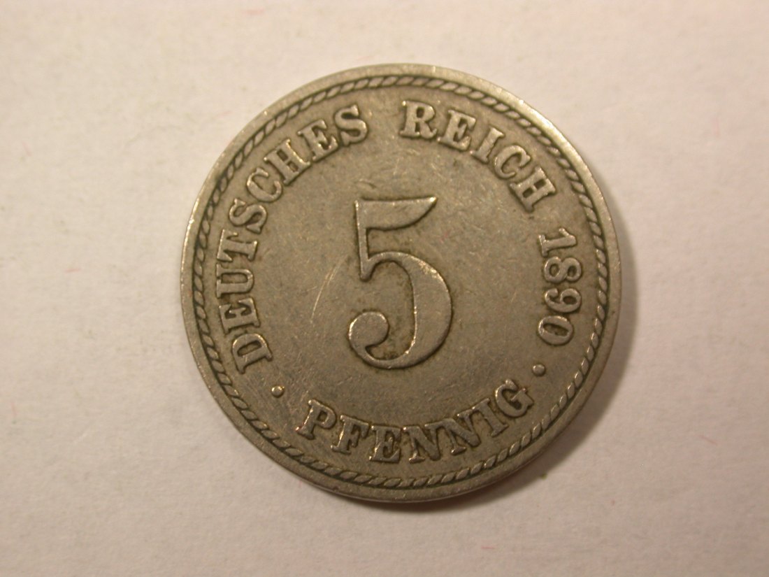 D04 KR 5 Pfennig 1890 A in ss Orginalbilder