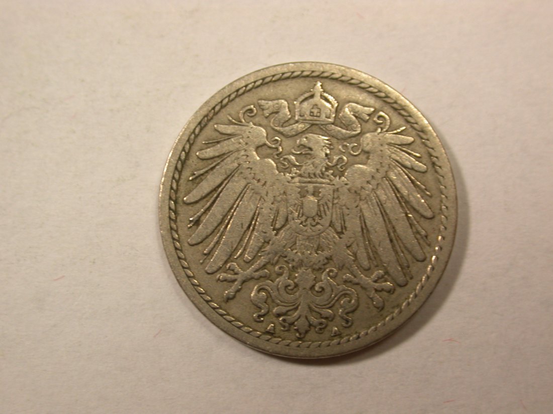  D04  KR  5 Pfennig 1890 A in ss  Orginalbilder   