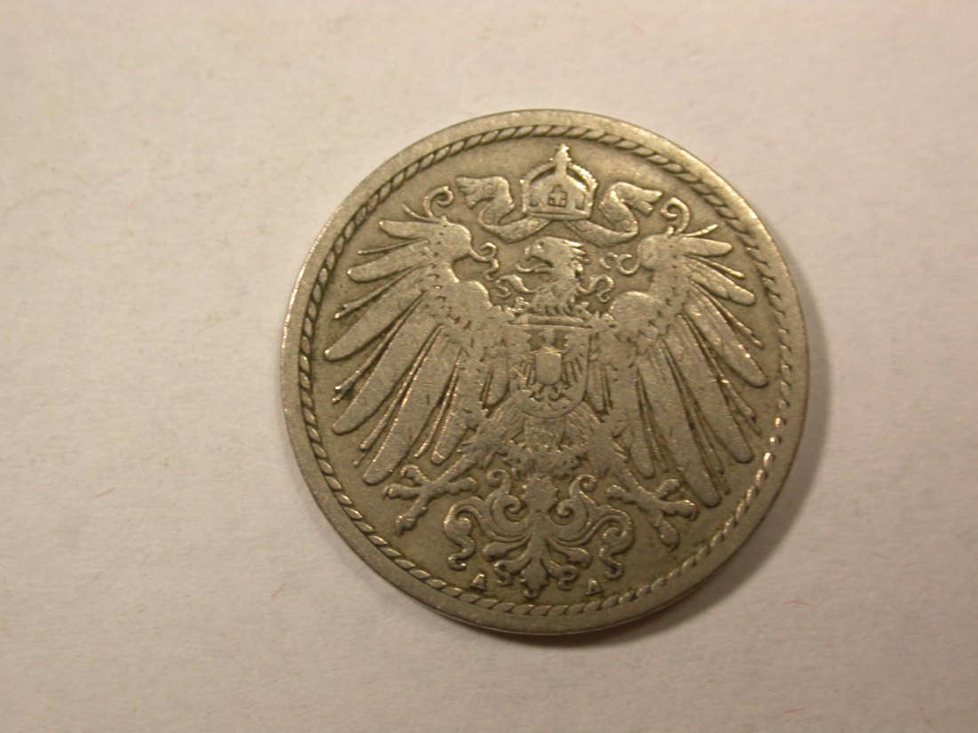  D04  KR  5 Pfennig 1890 A in ss  Orginalbilder   