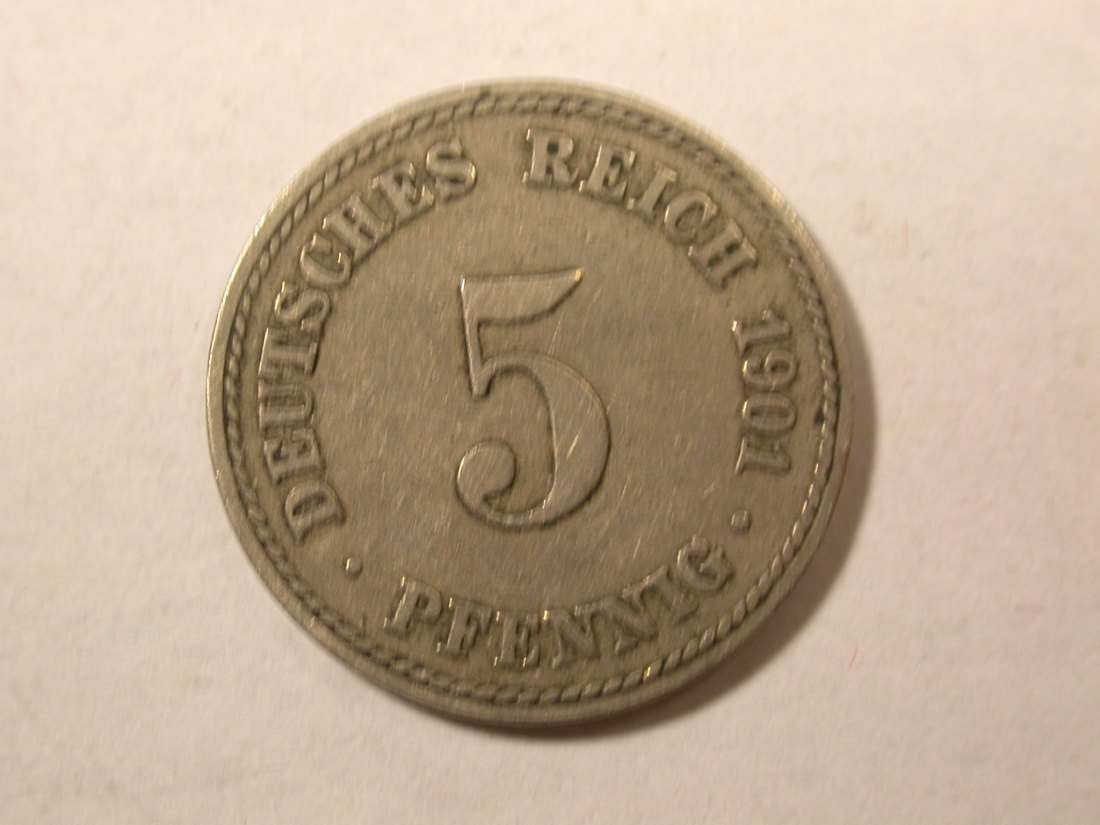  D04  KR 5 Pfennig 1901 A in ss    Orginalbilder   