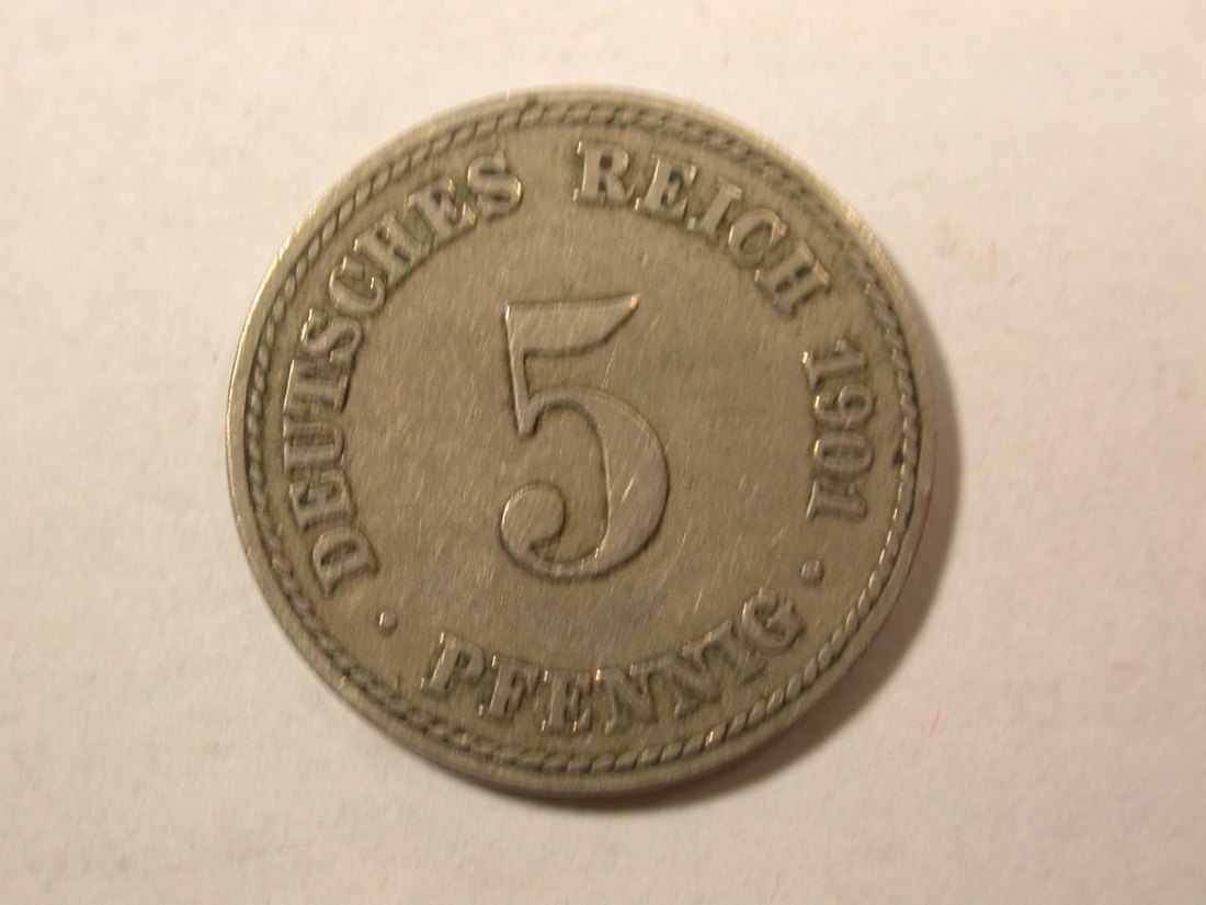 D04 KR 5 Pfennig 1901 A in ss Orginalbilder
