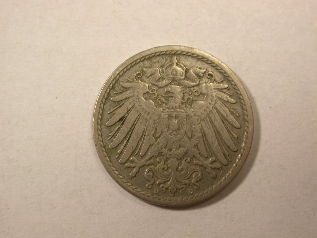  D04  KR 5 Pfennig 1902 D in ss    Orginalbilder   