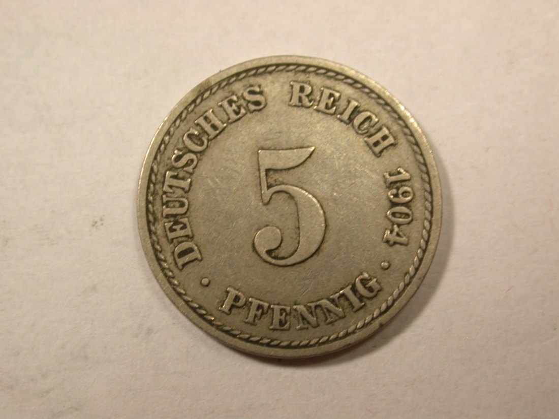  D04  KR 5 Pfennig 1904 A in ss    Orginalbilder   