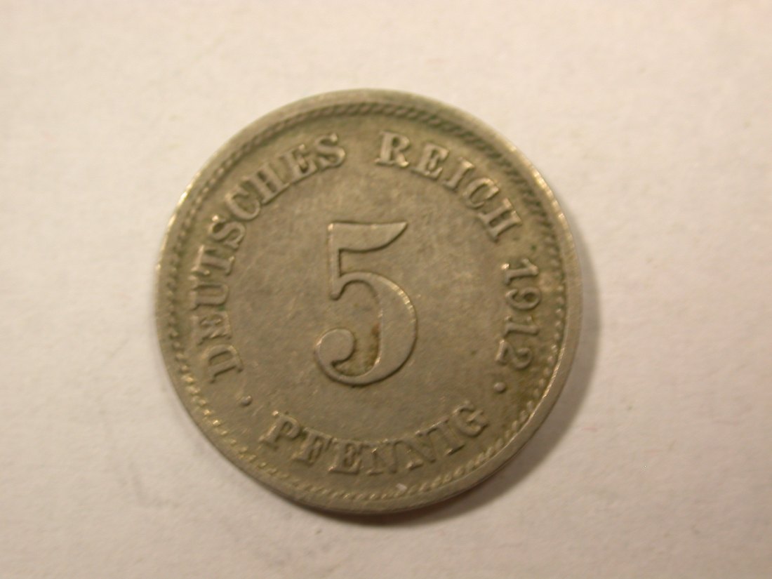  D04  KR  5 Pfennig 1912 E in ss+  Orginalbilder   