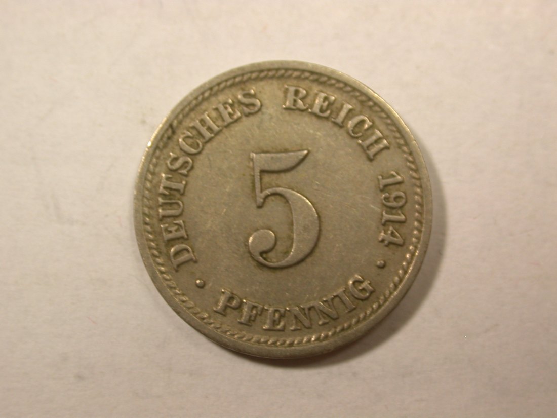 D04 KR 5 Pfennig 1914 D in ss Orginalbilder