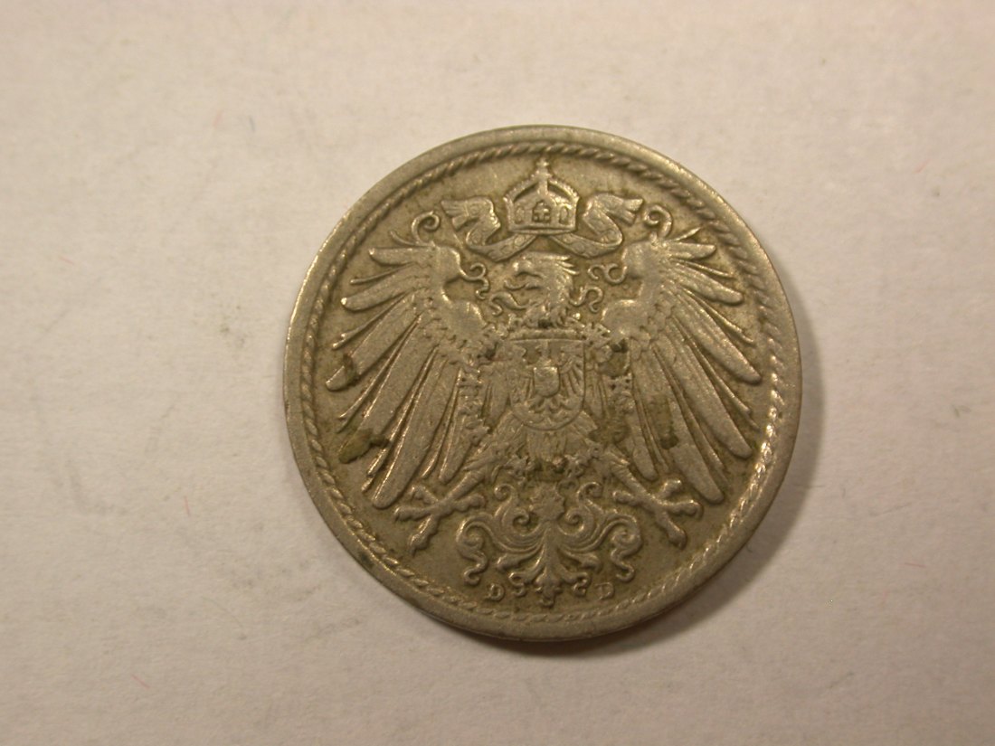  D04  KR  5 Pfennig 1914 D in ss   Orginalbilder   