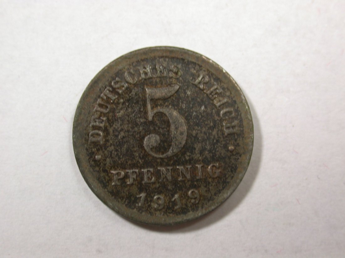  D04  KR  5 Pfennig Eisen 1919 D in ss+  Orginalbilder   