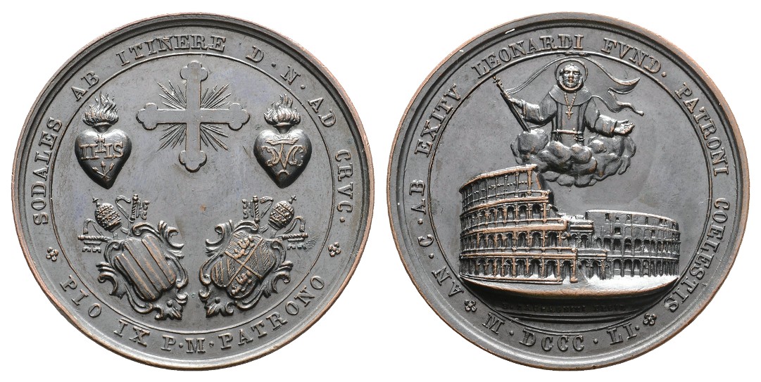  Linnartz Vatikan, Pius IX. Bronzemed. 1851, von Zaccagnini, 37 mm, vz +   