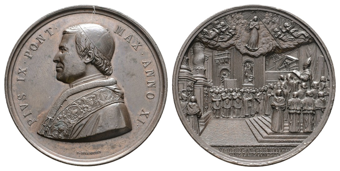  Linnartz Vatikan, Pius IX. Bronzemed. 1855, von Bianchi, 43,5 mm, vz   