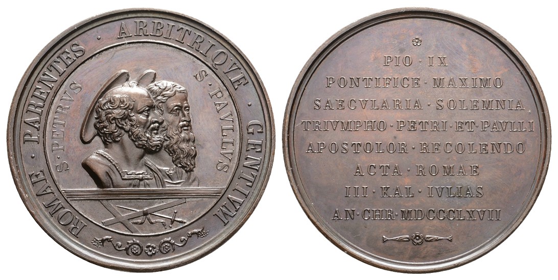  Linnartz Vatikan, Pius IX., Bronzemed. 1867,  49 mm, vz+   