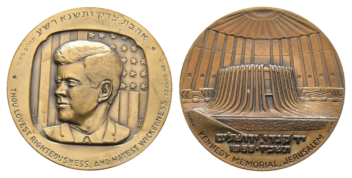  Jerusalem, Kennedy Memorial; Medaille 1966; Bronze, 90,66 g, Ø 60 mm   