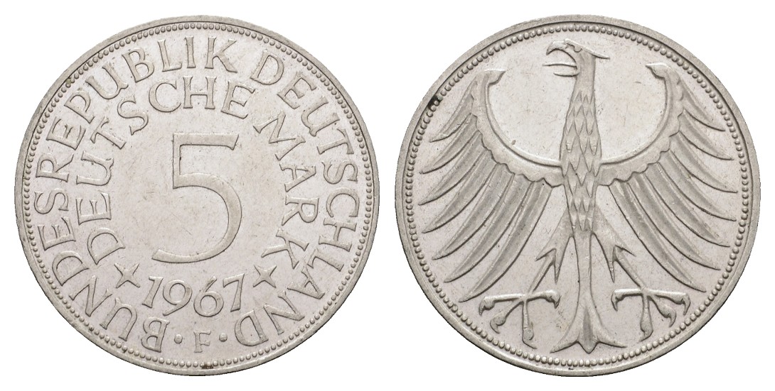  Linnartz Bundesrepublik Deutschland Silberfünfer 1967 F vz +   