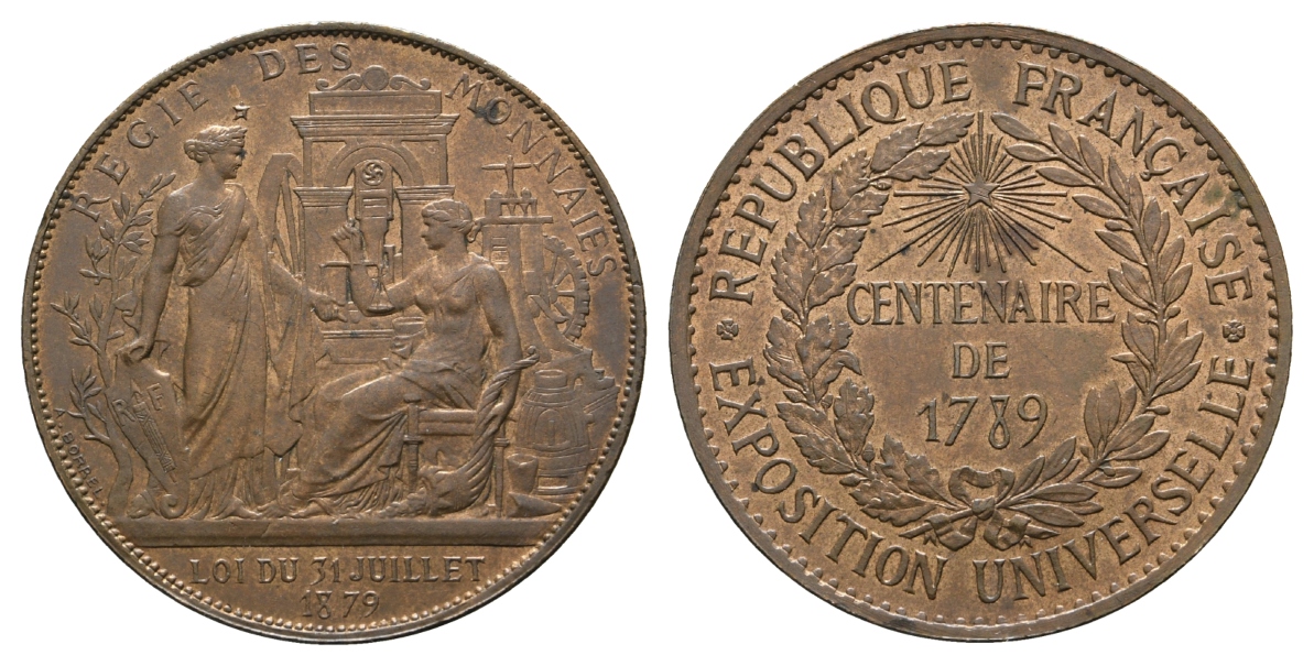  Frankreich, Bronzemedaille 1789; 18,11 g, Ø 33 mm   