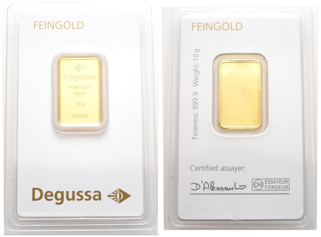PEUS 2773 BRD 10 g Feingold. Degussa Barren GOLD 10 g o.J. Uncirculated (eingeschweißt)