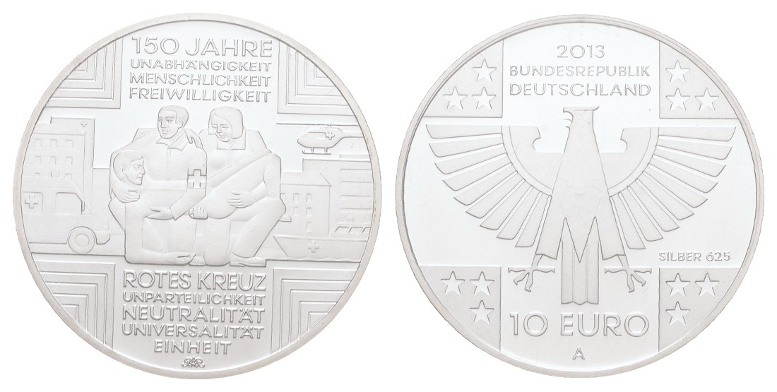  Linnartz Bundesrepublik Deutschland 10 € 2013, Rotes Kreuz, Orginal Kapsel, PP   