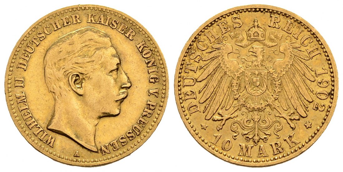 PEUS 2829 Kaiserreich - Preußen 3,58 g Feingold. Wilhelm II. (1888 - 1918) 10 Mark GOLD 1902 A Sehr schön