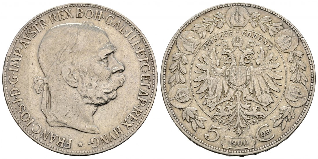 PEUS 2830 Österreich 21,6 g Feinsilber. Franz Joseph I. (1848 - 1916) 5 Kronen SILBER 1900 Sehr schön