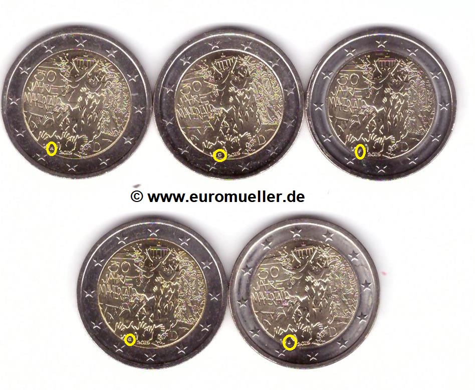 Deutschland 5x 2 Euro Gedenkmünze 2019...Mauerfall...unc.   