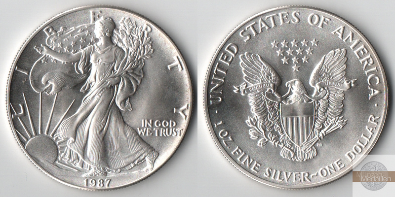  USA  1 Dollar  1987  American Eagle   FM-Frankfurt     Feinsilber: 31,11g   