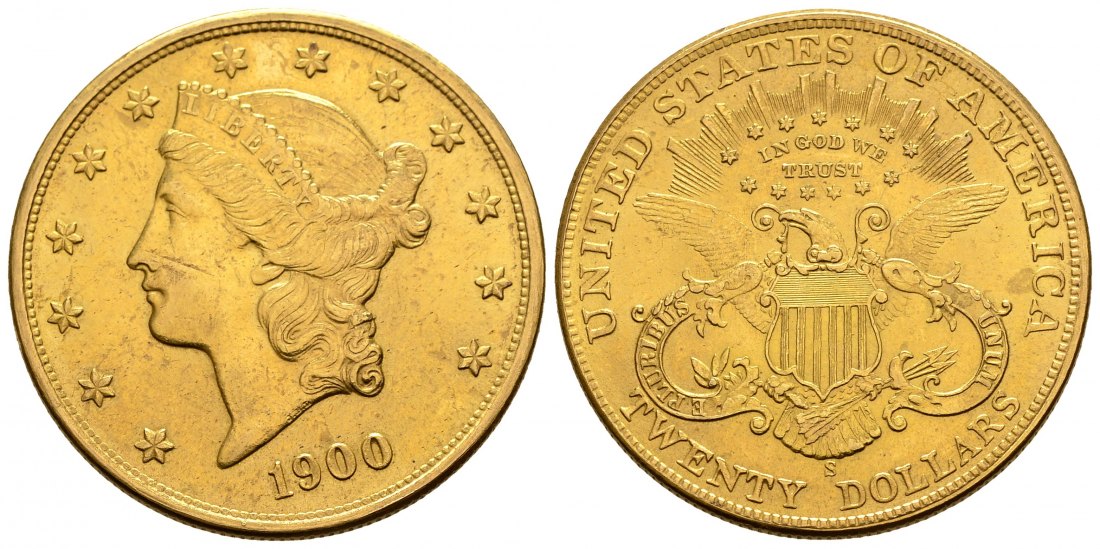 PEUS 2841 USA 30,1 g Feingold. Coronet Head 20 Dollars GOLD 1900 S Kratzer, Sehr schön