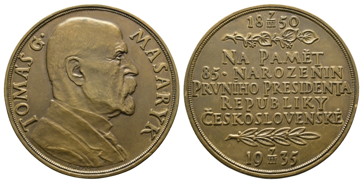  Tschechien - Tschechoslowakei - Tomáš Garrigue Masary, Bronzemedaille 1935; 70,52 g, Ø 60 mm   