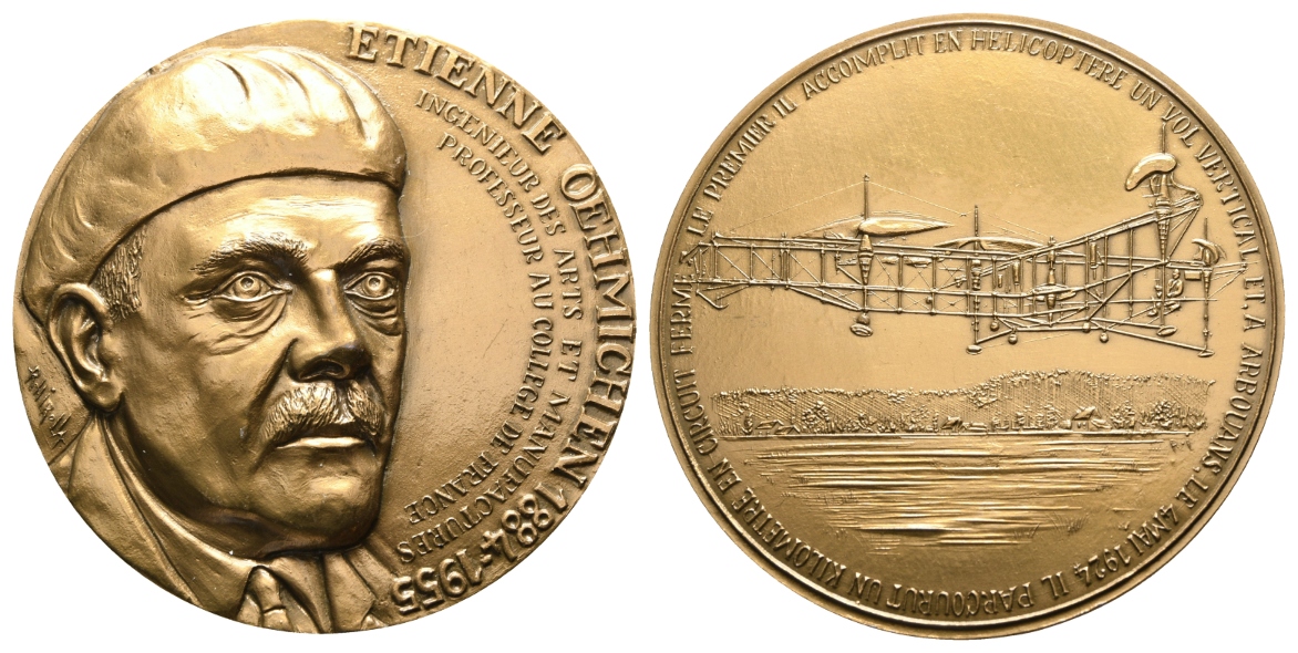  Frankreich, Etienne Oehmichen 1884-1955, Kupfermedaille 1981; 195,99 g, Ø 68 mm   