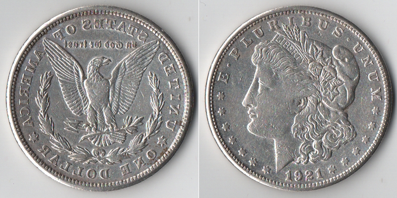  USA  1 Dollar   1921   Morgan Dollar   FM-Frankfurt   Feinsilber: 24,06g   