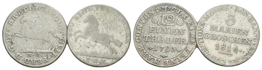 Altdeutschland, 2 Kleinmünzen 1793/1816   