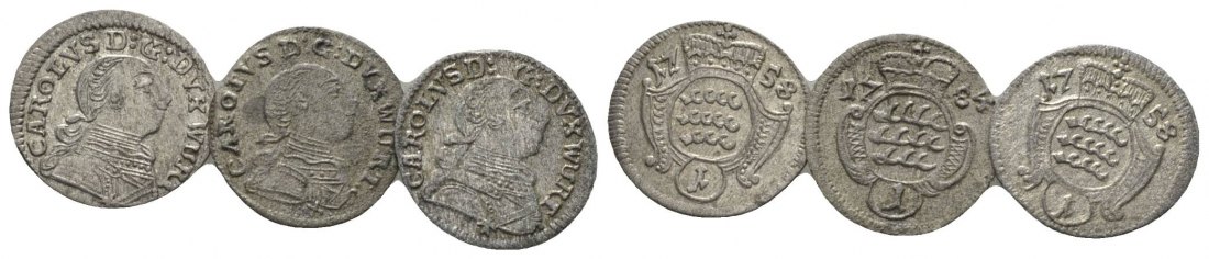  Altdeutschland, 3 Kleinmünzen 1758/1784/1758   