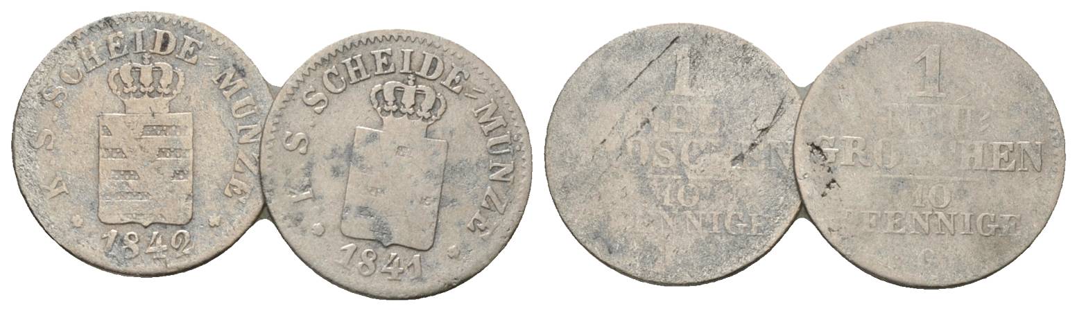  Altdeutschland, 2 Kleinmünzen 1842/1841   
