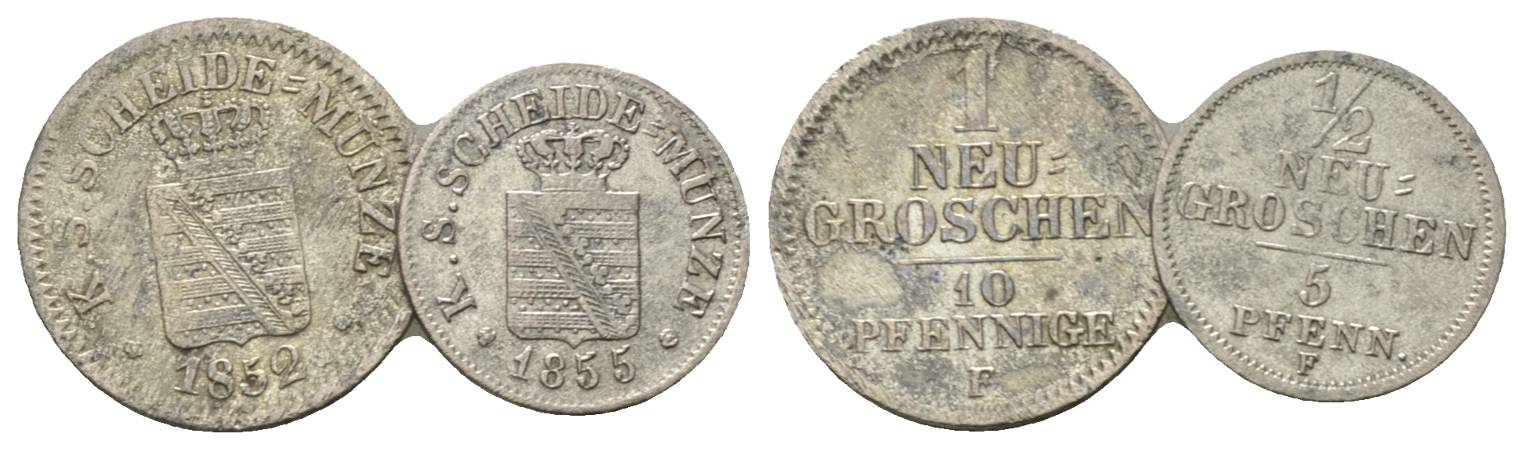  Altdeutschland, 2 Kleinmünzen 1852/1855   