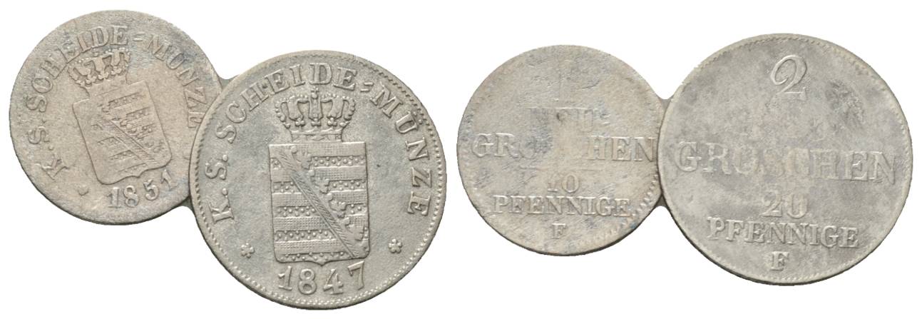  Altdeutschland, 2 Kleinmünzen 1851/1847   