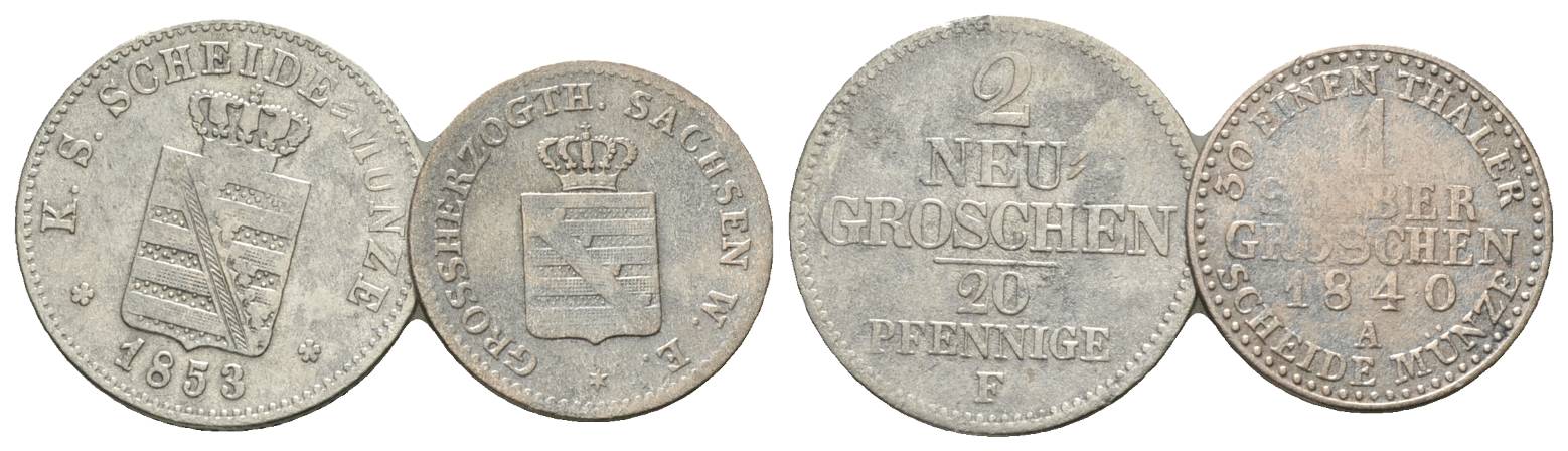  Altdeutschland, 2 Kleinmünzen 1853/1840   