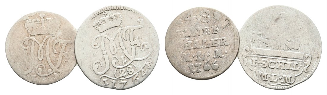  Altdeutschland, 2 Kleinmünzen 1766/1764   